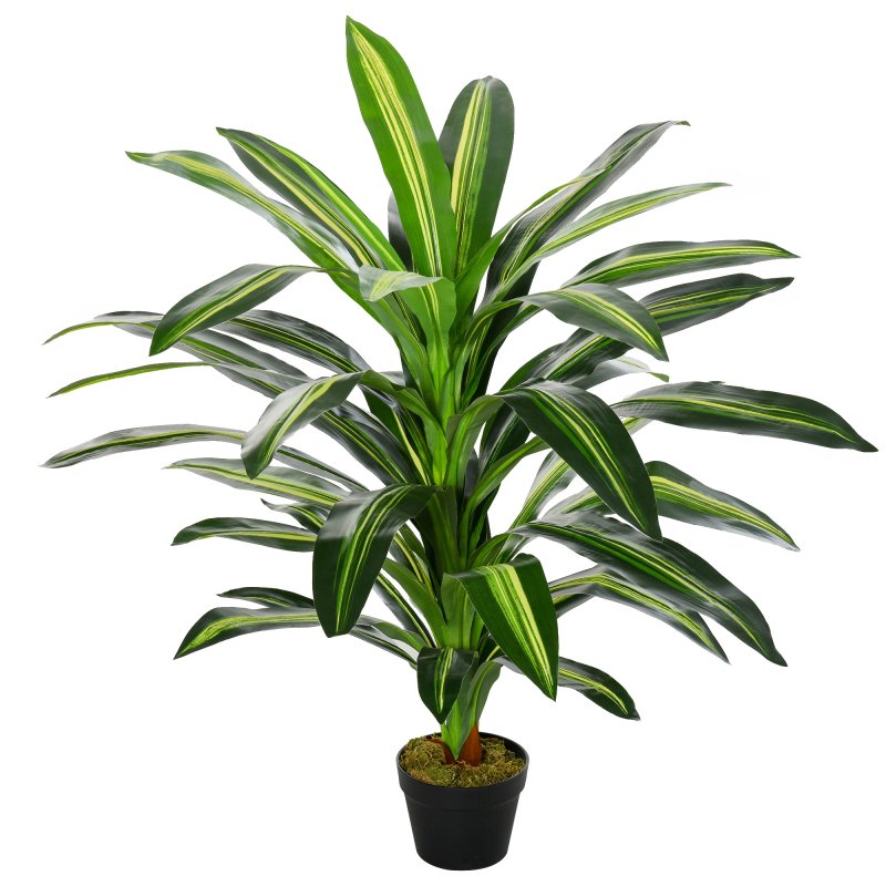 Outsunny 110cm/3.6FT Artificial Dracaena Tree Decorative Plant 40 Leaves with Nursery Pot, Fake Tropical Tree for Indoor Outdoor D??cor