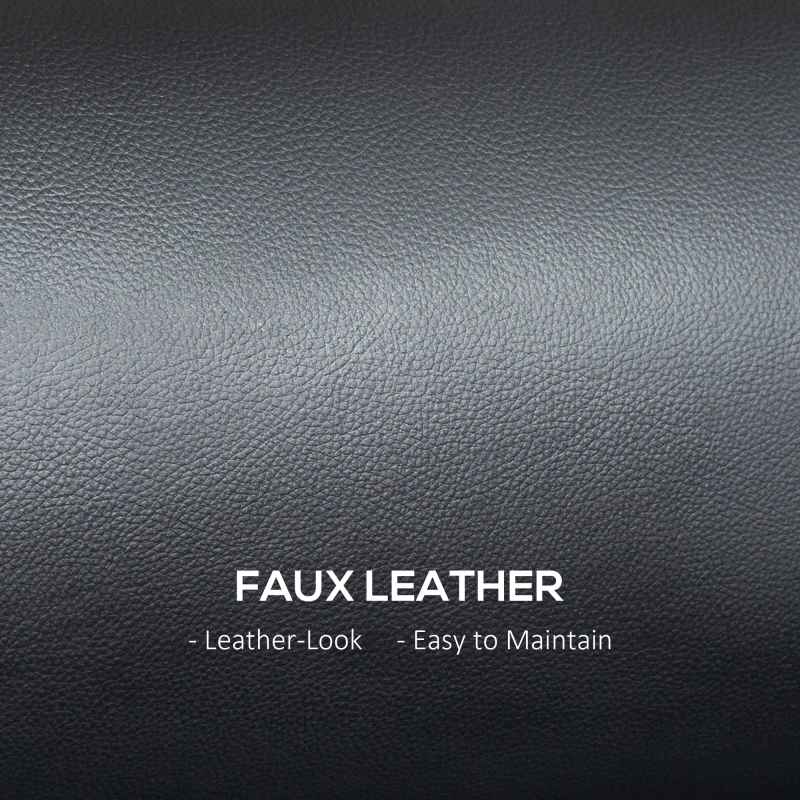 HOMCOM 2 Seater Sofa, Modern Faux Leather Couch Settee, Upholstered Small Sofa Loveseat with Wood Legs, Side Pocket for Living Room, Bedroom, Office, Black