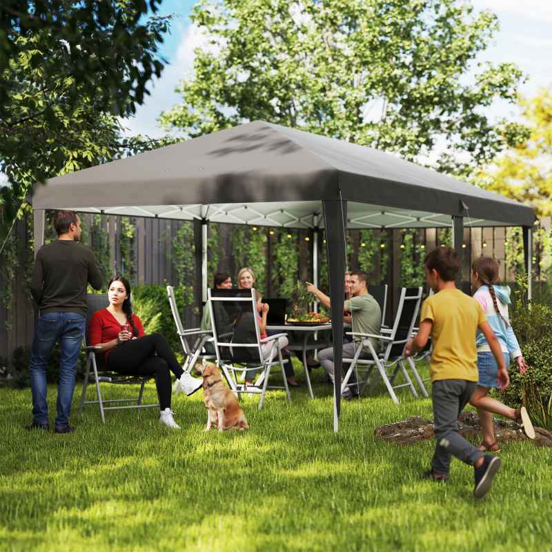 Outsunny Pop Up Gazebo 3 x 6m, Foldable Canopy Tent, Height Adjustable Wedding Awning Canopy w/ Carrying Bag, Grey