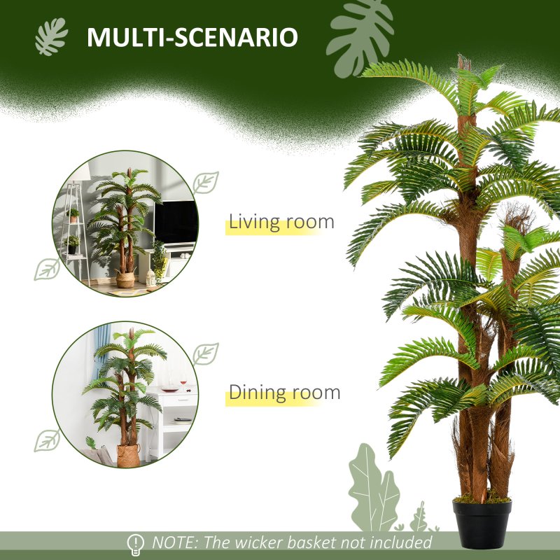 Outsunny 150cm/5FT Artificial Tropical Palm Tree Decorative Plant with Nursery Pot, Fake Plant for Indoor Outdoor Decor