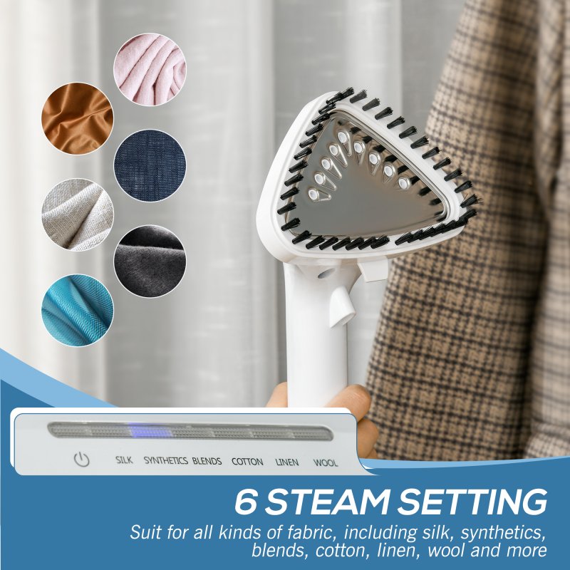 HOMCOM Upright Garment Clothes Steamer Suitable for all Fabrics with 6 Steam Setting, 45s Fast Heat-up, 1.7L Water Tank and 45min Steamer, Wrinkle and Odour Remover, White