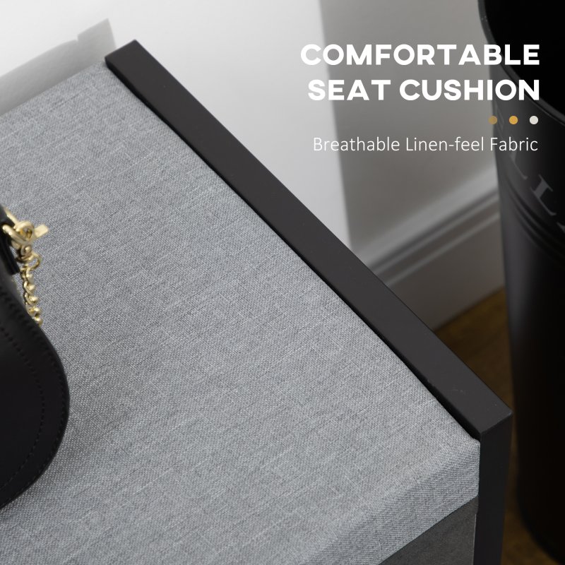 HOMCOM Shoe Bench, Modern Shoe Storage Bench with Cushion and Shelves, Shoe Rack Bench for Entryway, Hallway, Grey