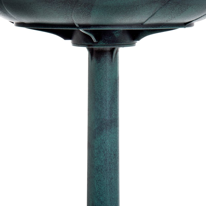Outsunny 50cm Bird Bath for Garden, Outdoor Birdbath Stand, Decorative Bird Drinking Stand with Scallop-like Pattern, Time-Worn Finish, Green