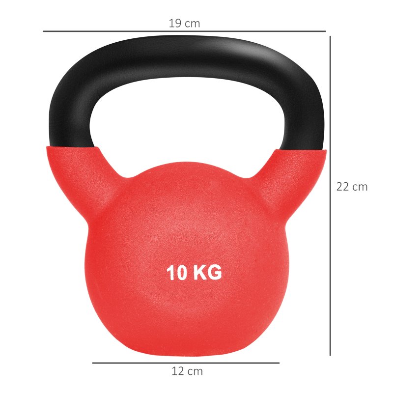 HOMCOM Soft Kettlebell, 10kg Kettle Bell with Non-Slip Handle for Home Gym Weight Lifting and Strength Training, Red