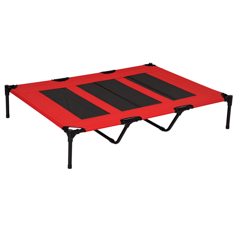 PawHut Raised Dog Bed Cooling Elevated Pet Cot with Breathable Mesh for Indoor Outdoor Use Red, XX Large, 122 x 92 x 23cm