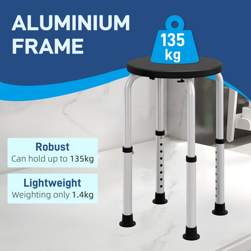 HOMCOM Bath Chair Shower Seat Safety Bathroom Elderly Aids Adjustable Positions