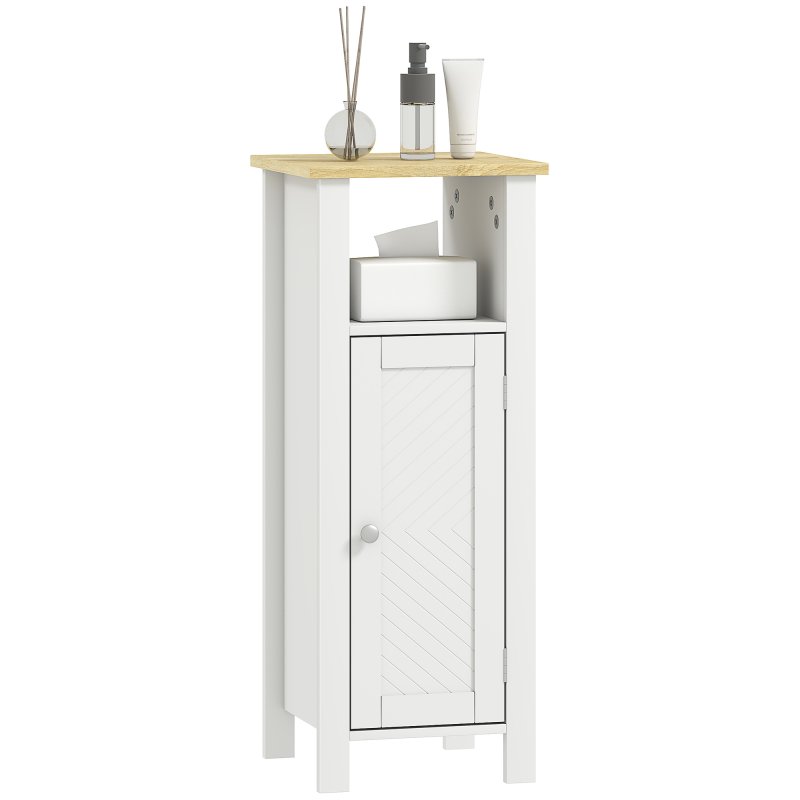 kleankin Slim Bathroom Storage Unit with Open Shelf, Bathroom Storage Cabinet with Adjustable Shelf, 32 x 30 x 80 cm, White