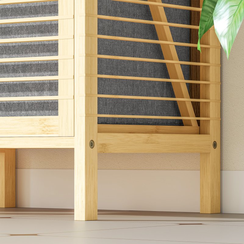 HOMCOM Bamboo Laundry Cabinet with Slatted Door, Bathroom Cabinet with Tilt-Out Hamper and Removable Liner Bag, 40 x 30D x 95 cm, Natural Wood Finish