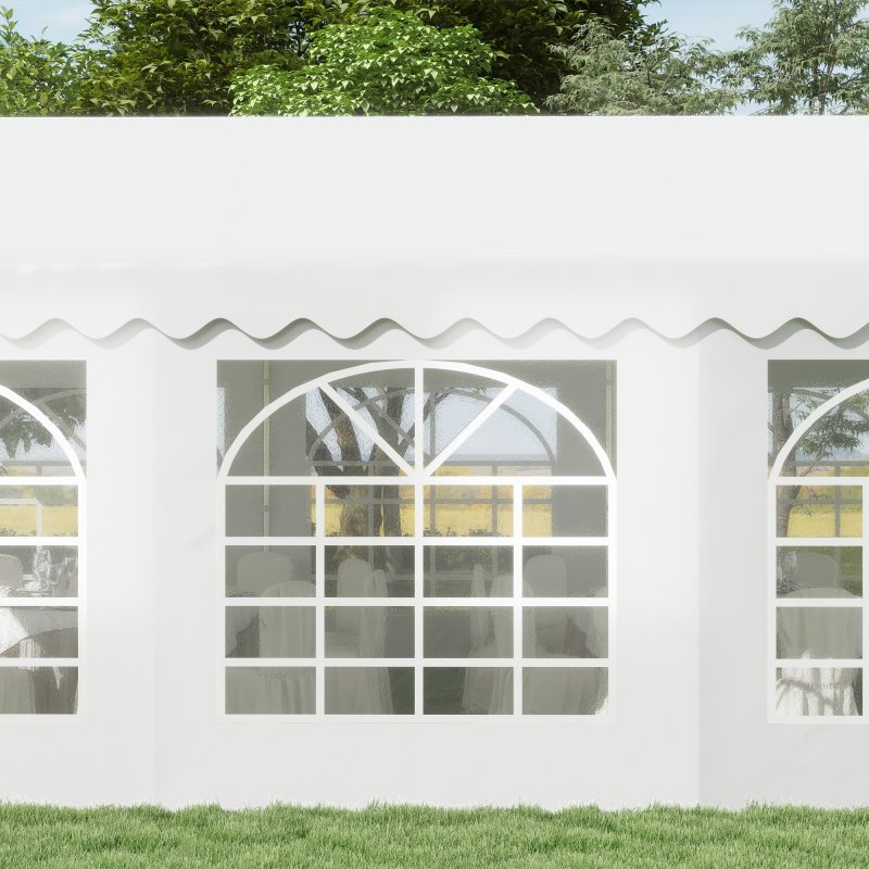 Outsunny 6m x 4m Marquee Party Tent, Heavy Duty Wedding Canopy with Sidewalls, Doors, Windows, Galvanised Garden Gazebo for Parties Events, White