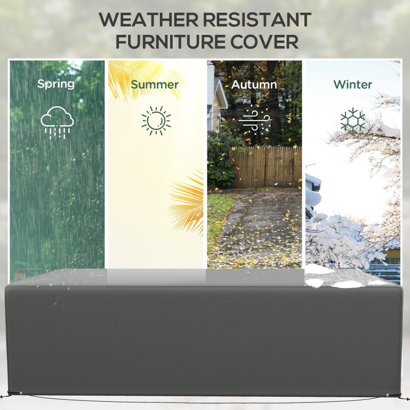 Outsunny Outdoor Garden Furniture Cover Waterproof, Anti-UV 600D Heavy Duty Oxford Fabric Patio Furniture Cover for Rectangular Sofa Table Set, 245 x 165 x 66 cm