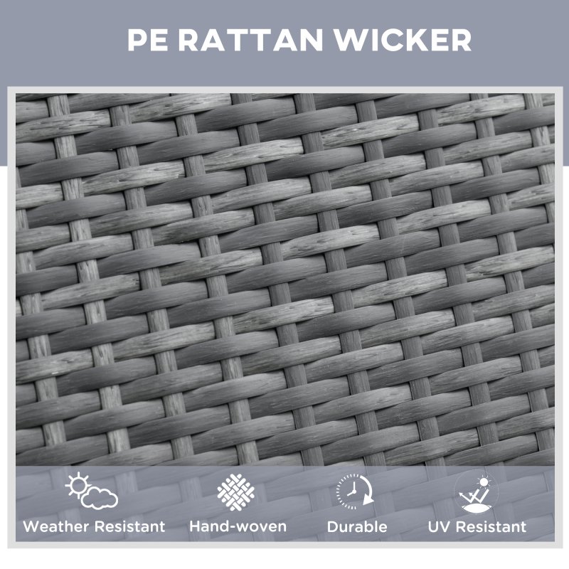 Outsunny Outdoor PE Rattan Sun Lounger, 5-Level Adjustable Backrest Wicker Outdoor Chaise Recliner, Garden Chair with 2 Wheels, Mixed Grey