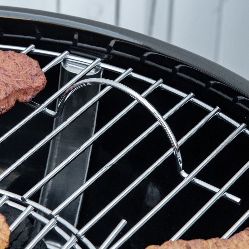 Outsunny Portable Kettle Charcoal Grill BBQ Smoker with Cover, Outdoor Round Barbecue with Lid, Thermometer, Turner, Knife, Clip, Storage Shelf, & Wheels for Party Patio Garden