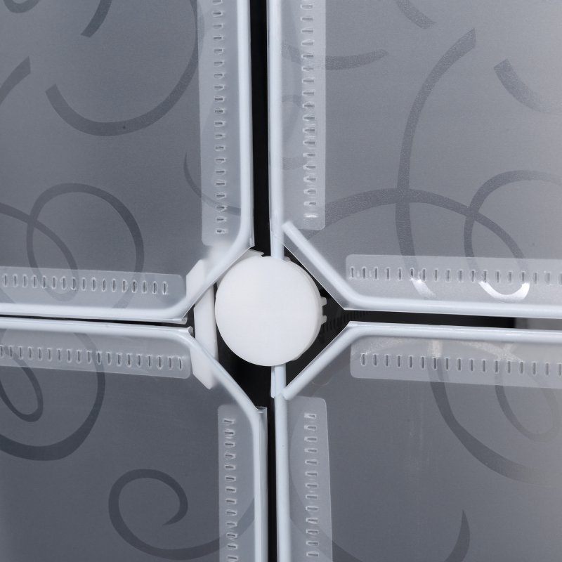 HOMCOM Portable Wardrobe for Bedroom, 15 Cube Closet with Hanging Rail, Modular Storage Cabinet, Plastic Armoire for Space Saving, White and Black