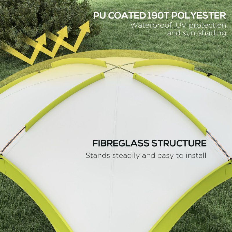 Outsunny 3.5 x 3.5M 6-8 Person Camping Gazebo, Outdoor Event Shelter Dome Tent Garden Sun Shelter Patio Spire Arc Pavilion Camp Sun Shade, Green
