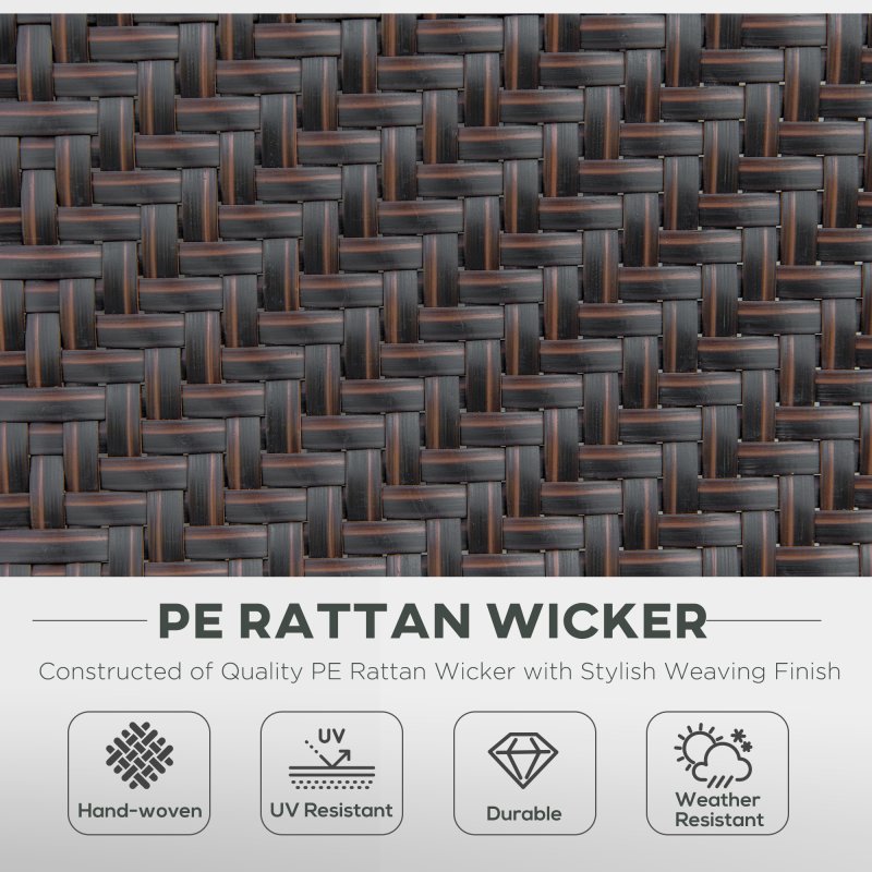 Outsunny Set of 2 Outdoor Wicker Folding Chairs, Patio PE Rattan Dining Armrests Chair set with 7 Levels Adjustable Backrest, for Outdoors, Camping, Brown