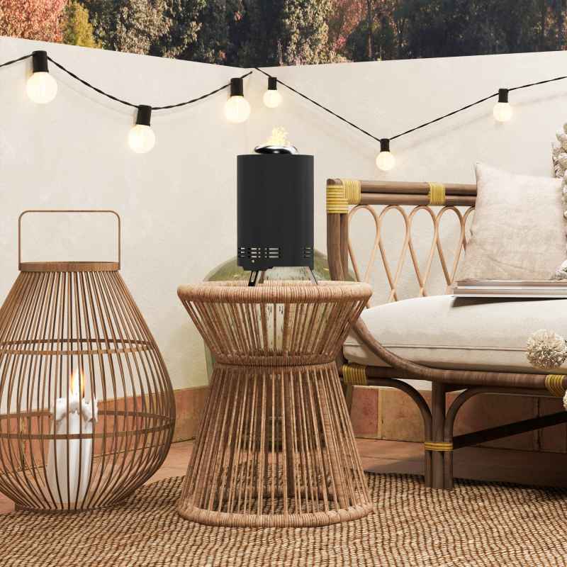 Outsunny Smokeless Fire Pit, 16 x 16 cm Stainless Steel Portable Wood Burning Firepit with Poker, Wood or Pellet Fuelled Tabletop Fire Pit for Garden Camping Bonfire Party, Black