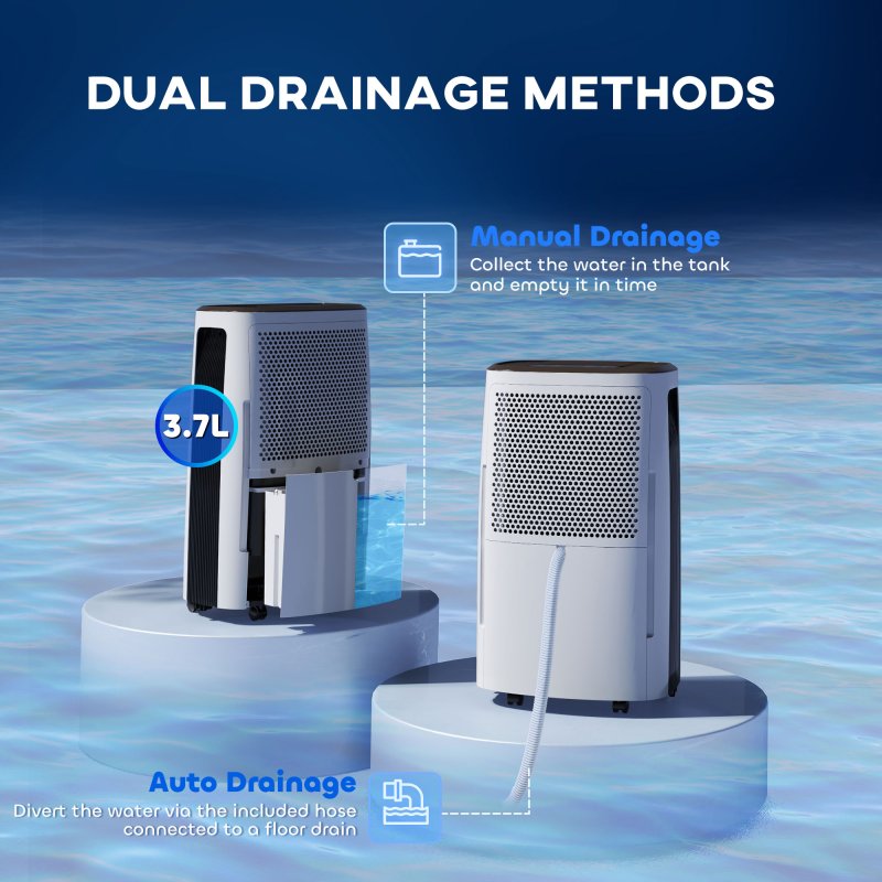 HOMCOM 16L/Day Dehumidifier with 3.7L Water Tank, 24H Timer On/Off, Digital Humidity Display, Dehumidifier for Home Damp, Bedroom, Condensation, Mould, Laundry Drying, White