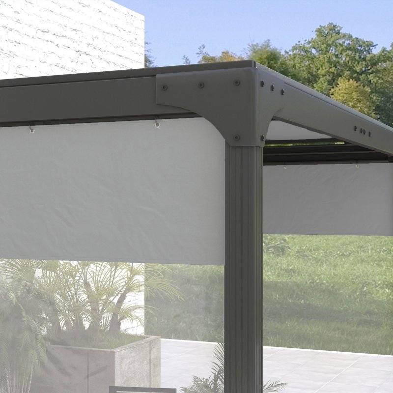 Outsunny 2 Pack Pergola Gazebo Side Panels with Large Window, for 3(m) Long Garden Pergola, 3x2m Gazebo Side Curtains Replacement, Grey
