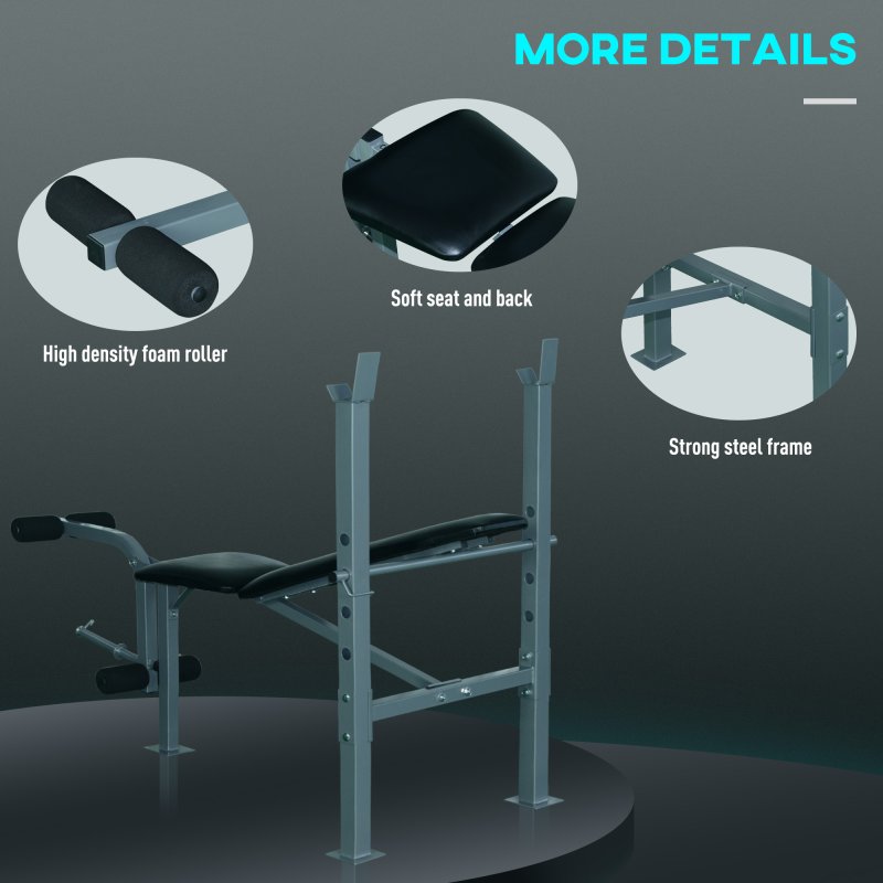 HOMCOM Heavy Duty Adjustable Multi Gym Chest Leg Arm Weight Bench w/4 Incline Postions - Black/Silver