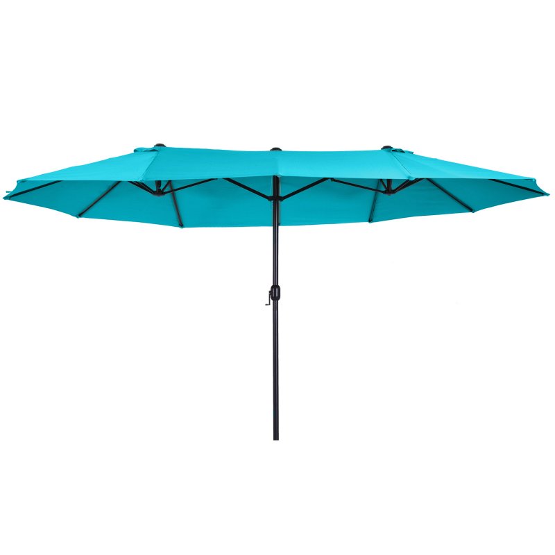 Outsunny 4.6m Garden Parasol Double-Sided Sun Umbrella Patio Market Canopy Shade Outdoor Blue - NO BASE