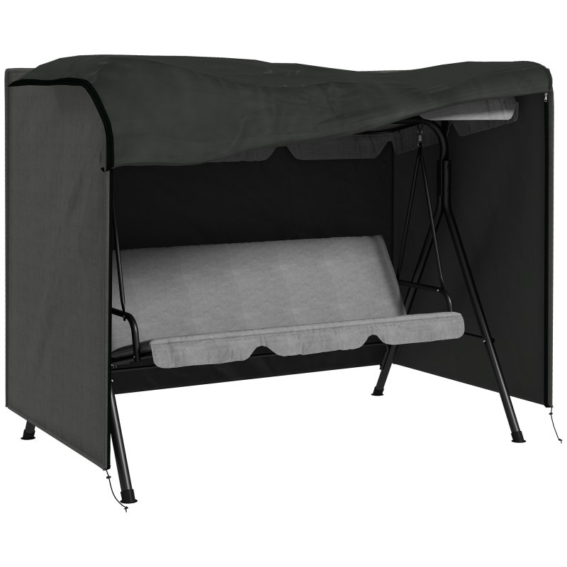 Outsunny 3 Seater 600D Oxford Patio Swing Chair Cover Outdoor Garden Furniture Rain Protection Protector Waterproof Anti-UV, 205 x 124 x 164cm, Dark Grey