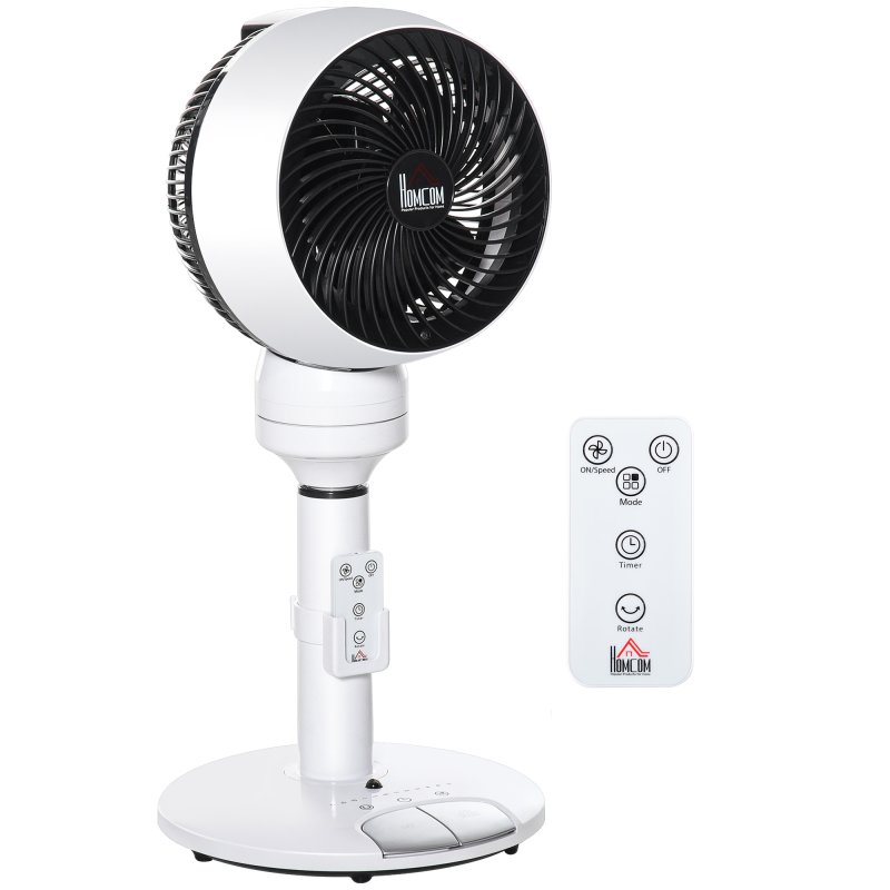HOMCOM 9'' Air Circulator Fan 3 Speed 3 Mode, 70° Oscillation 90° Vertical Tilt, Remote Controller, for Living Room, Bedroom, Office, Black and White