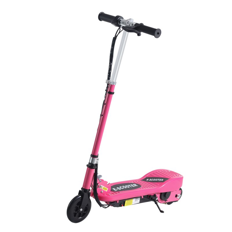 HOMCOM Electric Scooter for Kids, 120W Foldable E Scooter for Age 7-14 with Adjustable Height, Rear Brakes, Up to 12 KM/H, Maximum Range 10 KM, Pink