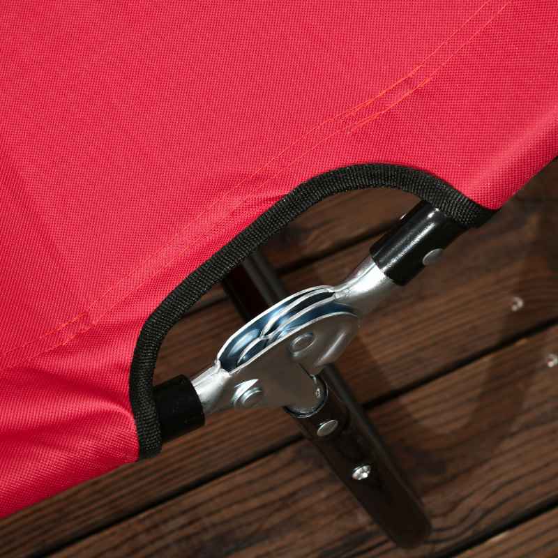 Outsunny Folding Sun Loungers Set of 2, Outdoor Day Bed with 5-Position Adjustable Backrest, Portable Recliner Garden Chairs with Breathable Mesh for Beach, Patio, Wine Red