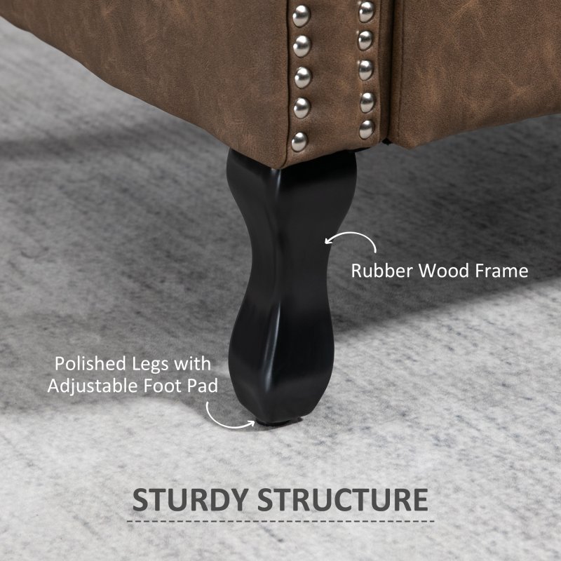 HOMCOM Wingback Armchair, PU Leather Fireside Chair, Button Tufted Accent Chair  for Living Room, Bedroom, Home Office