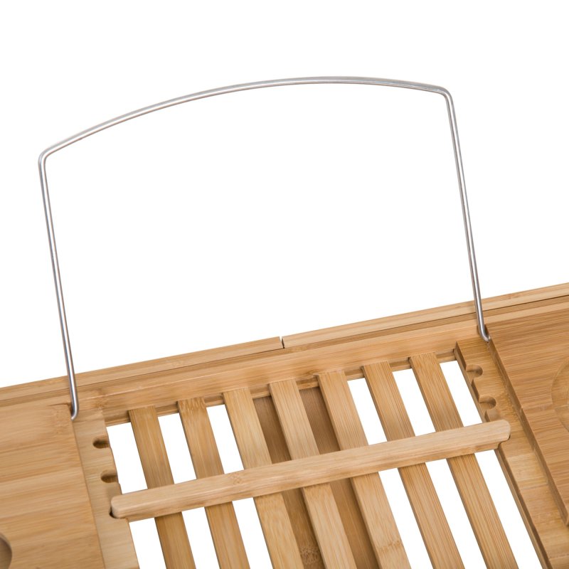 HOMCOM Extendable Bamboo Bathtub Shelf Rack Bath Caddy Tray Bathroom Storage