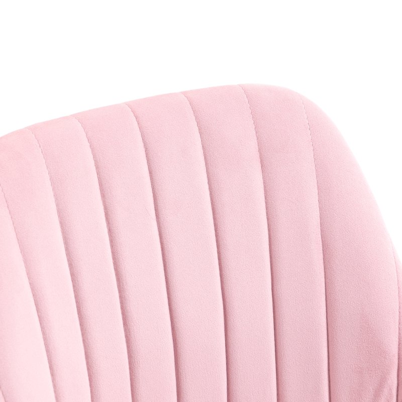 Vinsetto Armless Office Chair, Velvet Computer Desk Chair, Scallop Shape Swivel Chair with Adjustable Height and Wheels for Home Office Study Bedroom, Pink