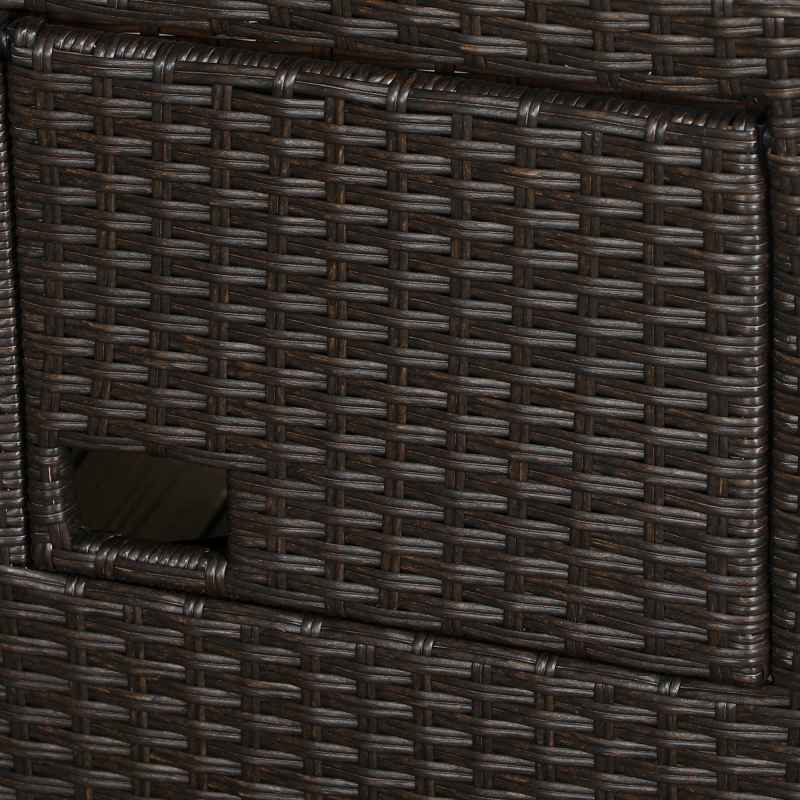 Outsunny Garden Recliner with Cushion, PE Wicker Outdoor Recliner Chair with Adjustable Backrest & Footrest, Rattan Recliner Chair with Armrests and Side Tray for Balcony, Porch, Khaki/Brown