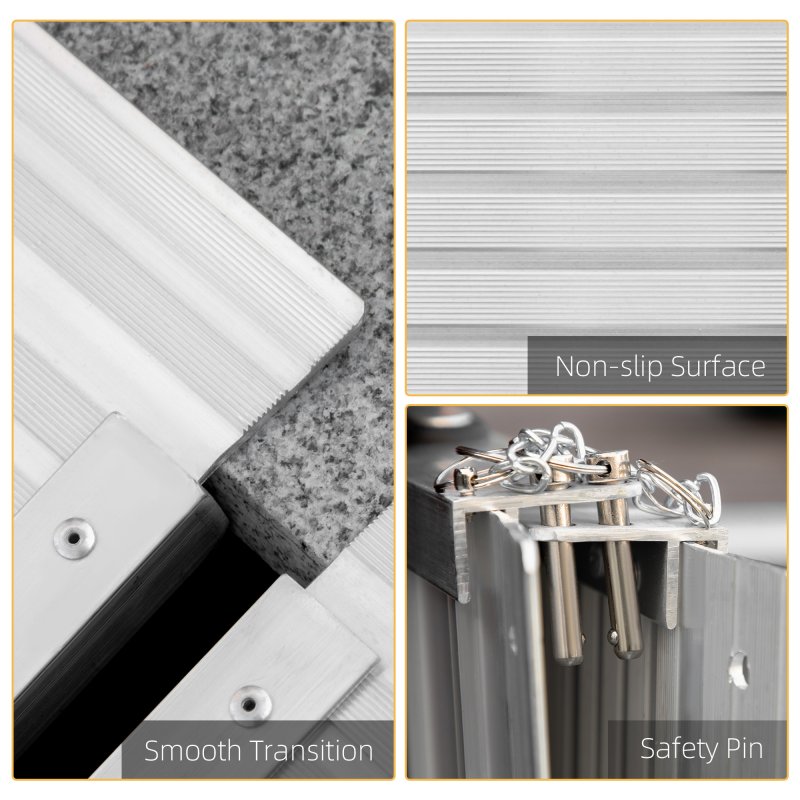 HOMCOM  Folding Aluminum Wheelchair Ramp Scooter Portable Mobility Assist Suitcase Access Aid Disabled