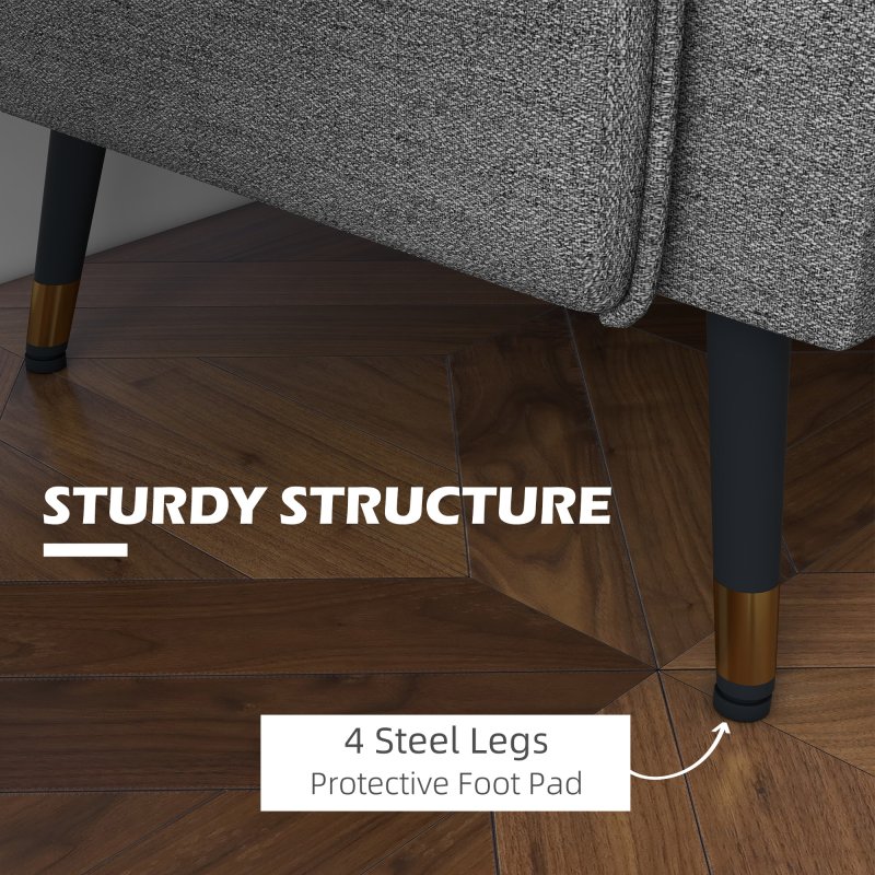 HOMCOM Modern Two Seater Sofa, Button Tufted Loveseat with Cushions and Steel Legs for Living Room, Guest Room