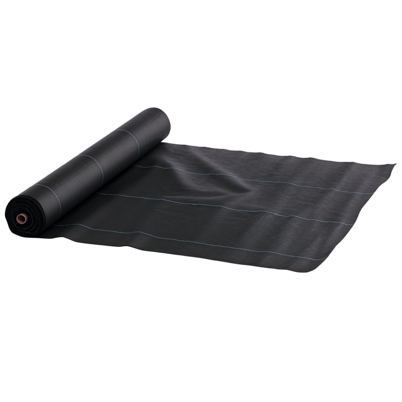 Outsunny 2m x 100m Heavy Duty Weed Control Membrane, Weed Membrane for Landscaping Driveway Gravel Artificial Grass Lawn Underlay, Black