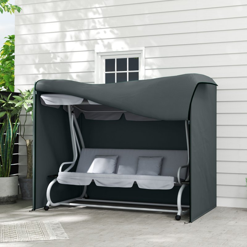 Outsunny 3 Seater Garden Swing Cover, Waterproof Swing Chair Cover, Windproof and Anti-UV 420D Outdoor Swing Bench Cover with Zip, 220 x 125 x 172cm, Grey