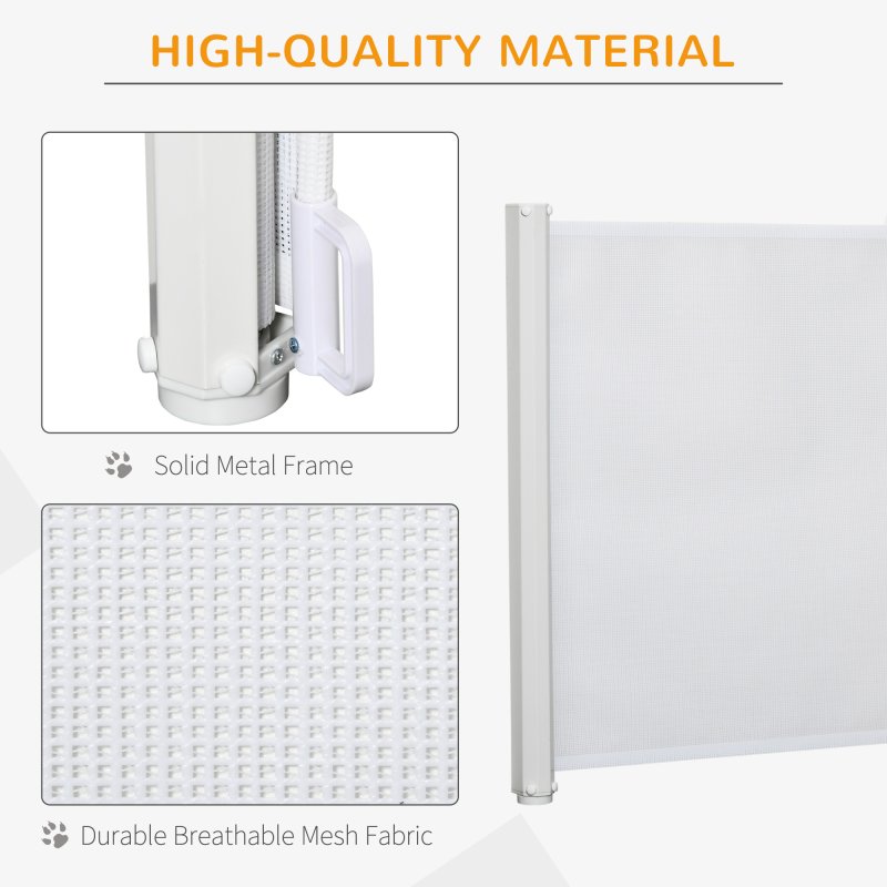 PawHut Retractable Stair Gate for Dogs, Pet Mesh Safety Gate Extends up to 115cm for Doorways Indoor- White