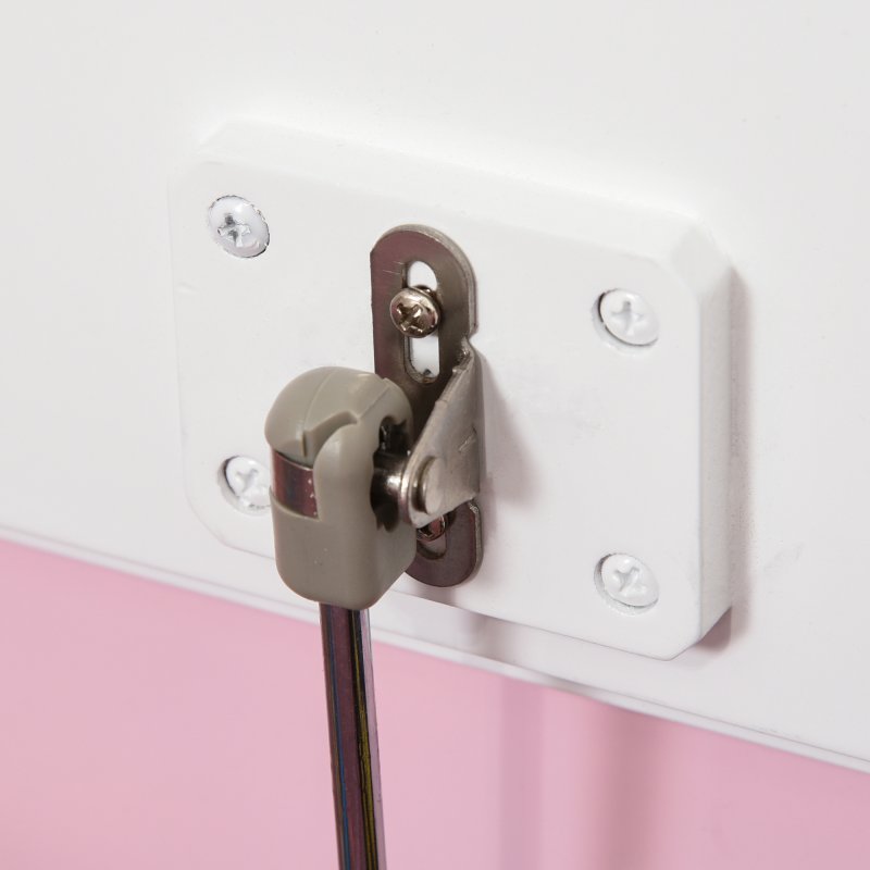 HOMCOM 2 In 1 Wooden Toy Box, Kids Seat Bench Storage Chest Cabinet Organiser w/ Safety Pneumatic Rod, 60 x 30 x 50cm - Pink