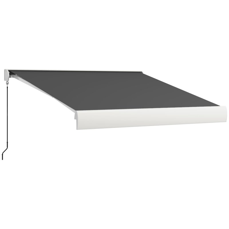 Outsunny 3 x 2.5m Electric or Manual Retractable Awning, Half Cassette, with Remote Controller, Manual Crank Handle and Aluminium Frame, Sun Canopies for Patio Deck Door Window, Grey