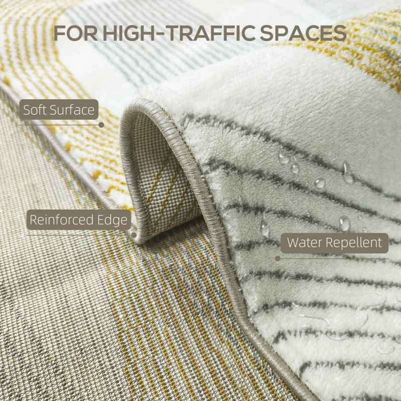 HOMCOM Modern Area Rug, Machine Washable Rug, Allergy-Friendly Floor Carpet for Living Room, Bedroom, Dining Room, Home Office, 170 x 120 cm, Cream White