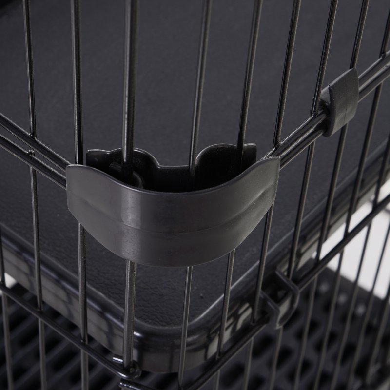 PawHut 4-Level Small Animal Cage, Indoor Bunny House, for Ferrets, Chinchillas w/ Wheels, Slide-Out Tray, Black, 81 x 52.5 x 114 cm