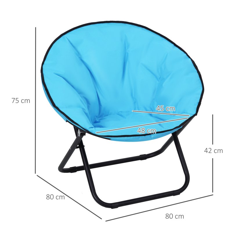 Outsunny Camping Moon Chair, Portable Folding Camping Chair for Adults with Wide Padded Oxford Seat for Outdoor Camp, Travel, Fishing, Beach, Blue