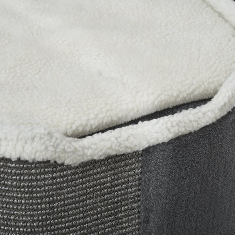 PawHut Cat Barrel Scratching Post Cat Tree for Indoor Cats Kitten Climbing Frame Pet Play Tower Soft Plush & Lamb Fleece Grey