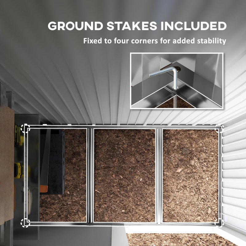 Outsunny 5x3ft Garden Shed, Steel Small Shed, Outdoor Lean-to Shed with Adjustable Shelf, Lock and Gloves for Patio, Garden, Grey with Foundation Kit