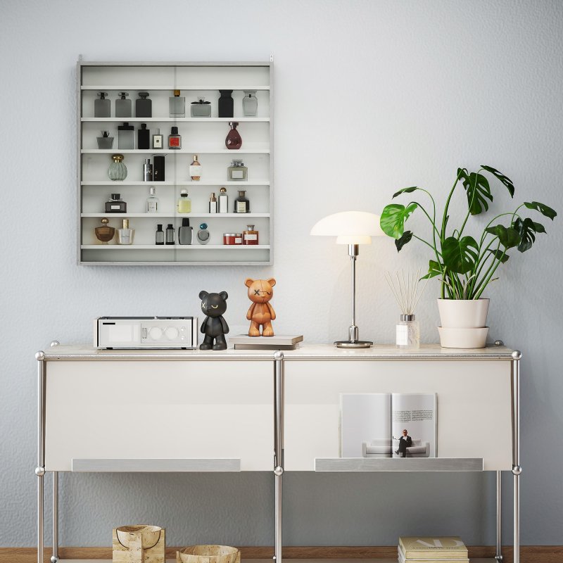 HOMCOM 7-Tier Wall Mounted Display Cabinet, Display Case with 6 Adjustable Shelves, Glass Doors for Home Office Ornaments 83x80cm, Graphite Wood Effect