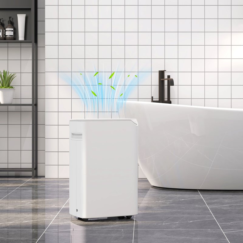 HOMCOM 20L/Day Dehumidifier with Continuous Drainage, 2.5L Water Tank, 24H Timer, Digital Humidity Display, Dehumidifier for Home Damp, Bedroom, Condensation, Mould, Laundry Drying