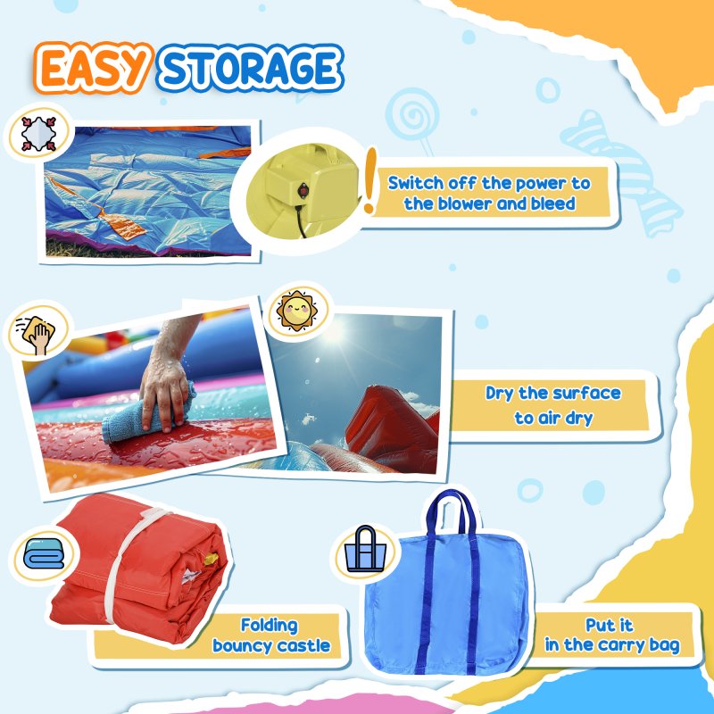 Outsunny Bouncy Castle Inflatable Bouncy Castles for Children Bounce House 3 in 1 w/ Trampoline Slide Water Pool with Blower for Kids Age 3-8 Rocket Design 3.3 x 2.65 x 1.85m