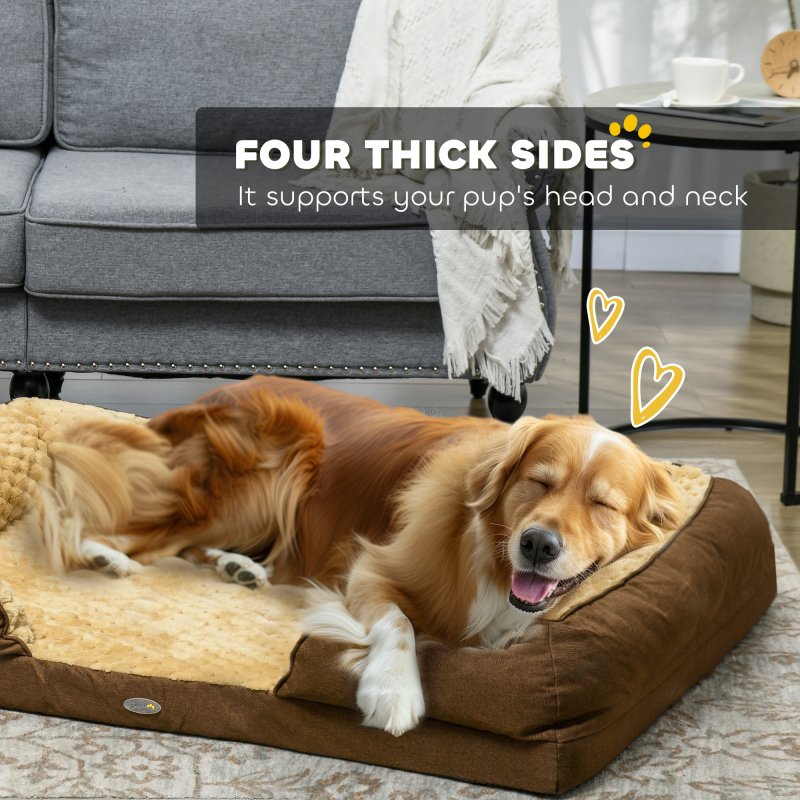 PawHut Dog Sofa Bed Pet Bed Dog Mattress with Removable Washable Cover, Anti-Slip Bottom, for Large Sized Dogs, 120L x 80W x 22Hcm - Brown