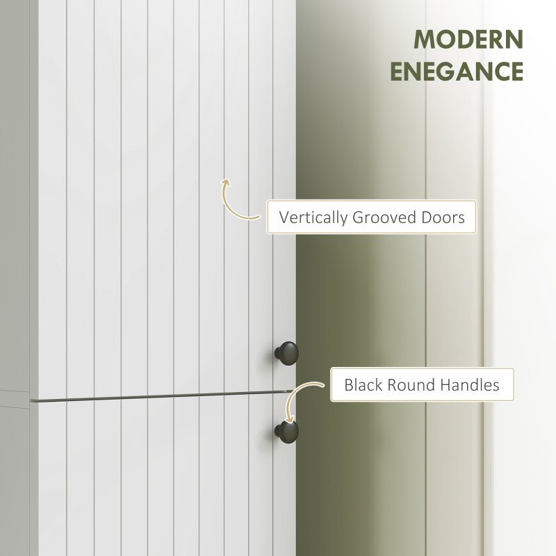 HOMCOM 300 x 1610 mm Wall Mounted Tall Bathroom Cabinet with Soft-Close Hinges, Slim Bathroom Storage Cabinet with 2 Doors, Modern Narrow Storage Cupboard, White