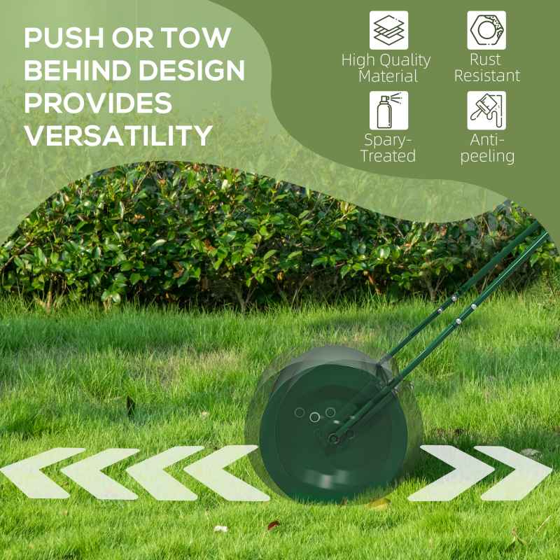 Outsunny 63 L Heavy Duty Water Or Sand Filled 30cm Garden Steel Lawn Roller Drum - Dark Green